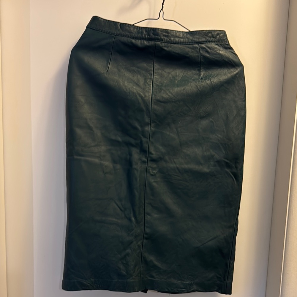 Bagatelle Dark Leather Midi Skirt, 8